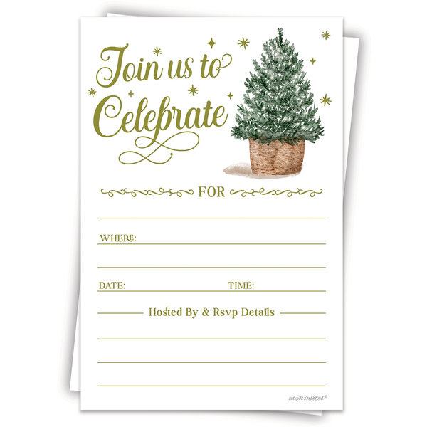 Watercolor Christmas Tree Holiday Invitations