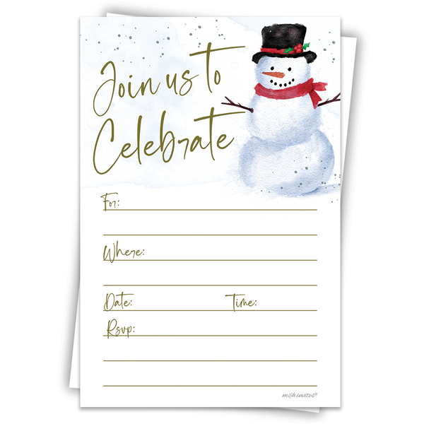 Watercolor Snowman Winter Invitations