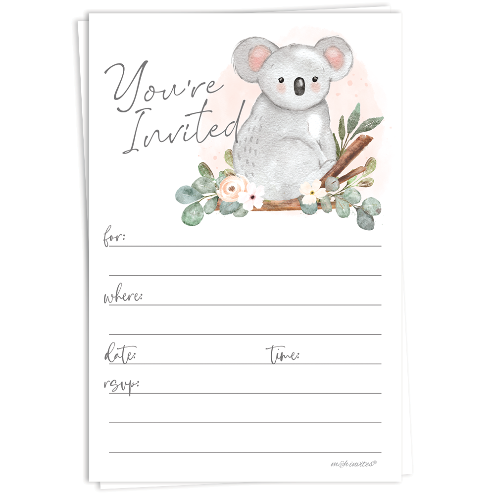 Koala Baby Shower Invitations