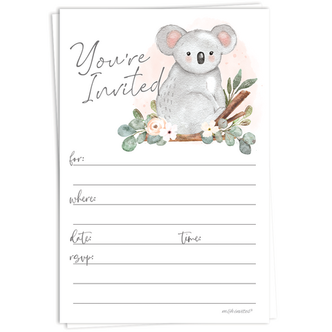 Koala Baby Shower Invitations