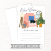 Cute Cat Illustration New Address Cards