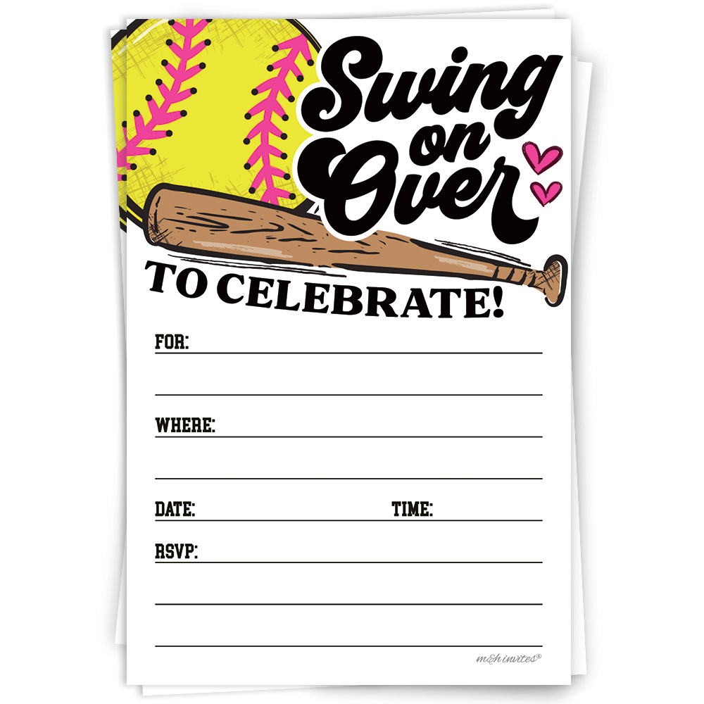 Softball Birthday Invitations