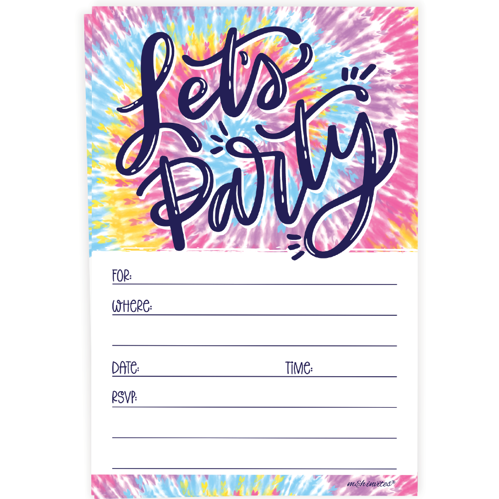 Tie Dye Birthday Invitations