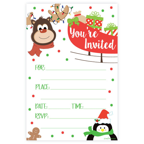 Reindeer Christmas Holiday Party Invitations