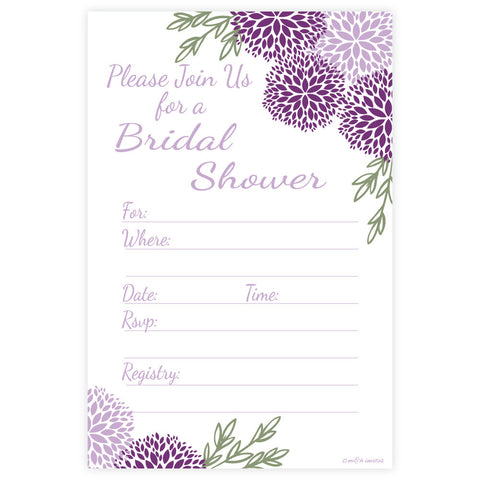 Purple Floral Bridal Shower Invitations