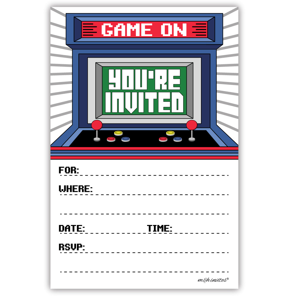 Arcade Party Invitations