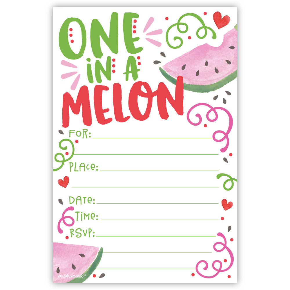 One in a Melon Invitations - Watermelon