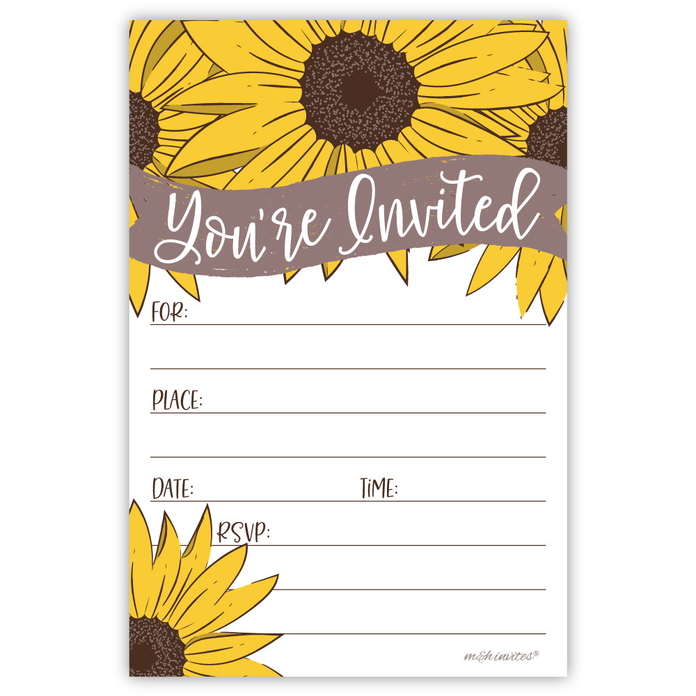 Sunflower Party Invitations - Any Occasion