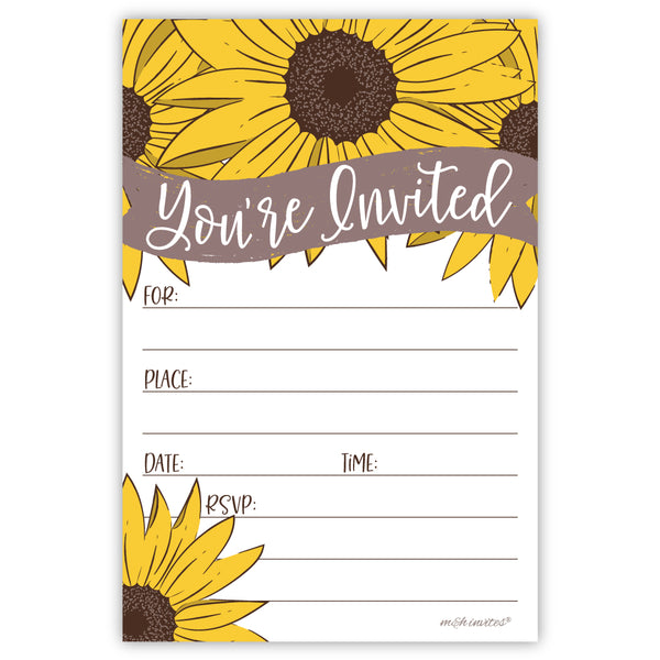 Sunflower Party Invitations - Any Occasion