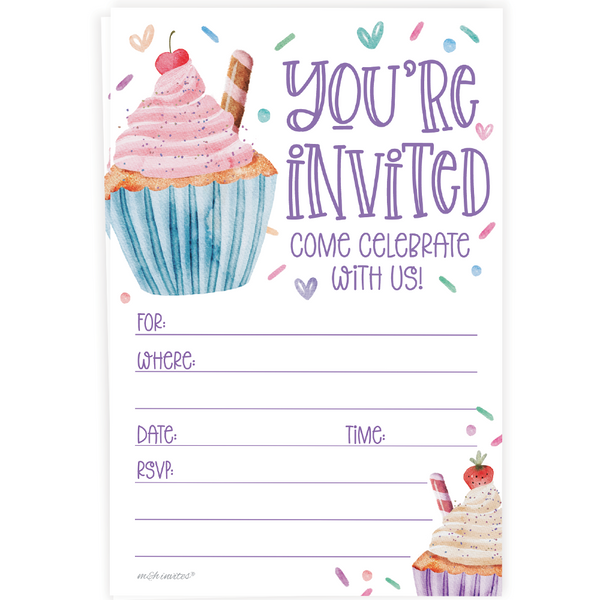 Watercolor Cupcake Invitations