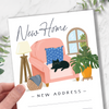 Cute Cat Illustration New Address Cards