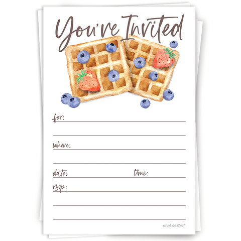Brunch Invitations - Watercolor Waffles Design