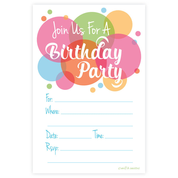 Bright Fun Birthday Invitations