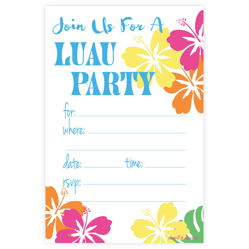 Summer Luau Party Invitations-Fill In Invitations-Madison and Hill