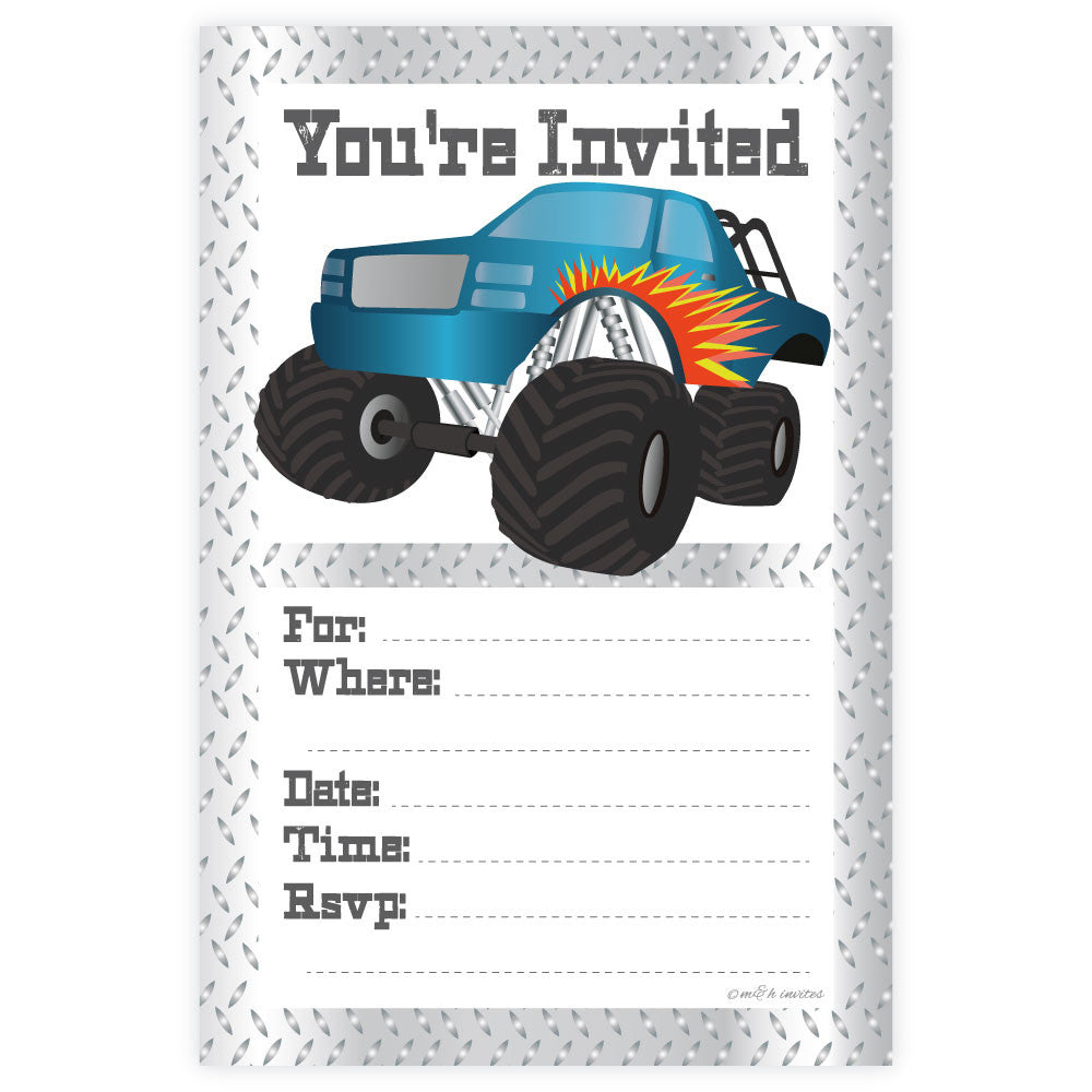 Monster Truck Birthday Invitations-Fill In Invitations-Madison and Hill