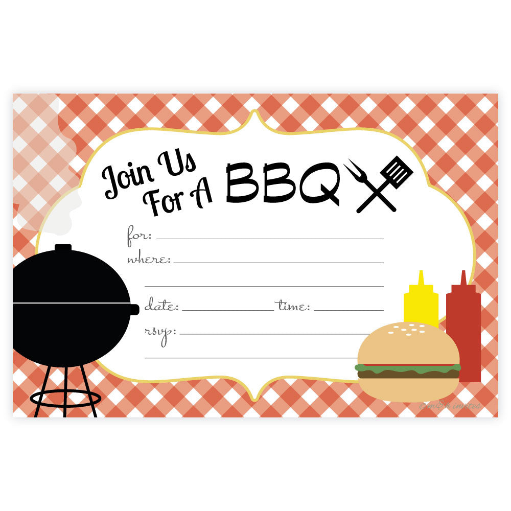 Summer BBQ Party Invitations-Fill In Invitations-Madison and Hill
