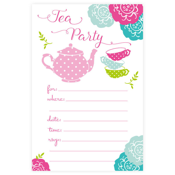 Colorful Tea Party Invitations-Fill In Invitations-Madison and Hill