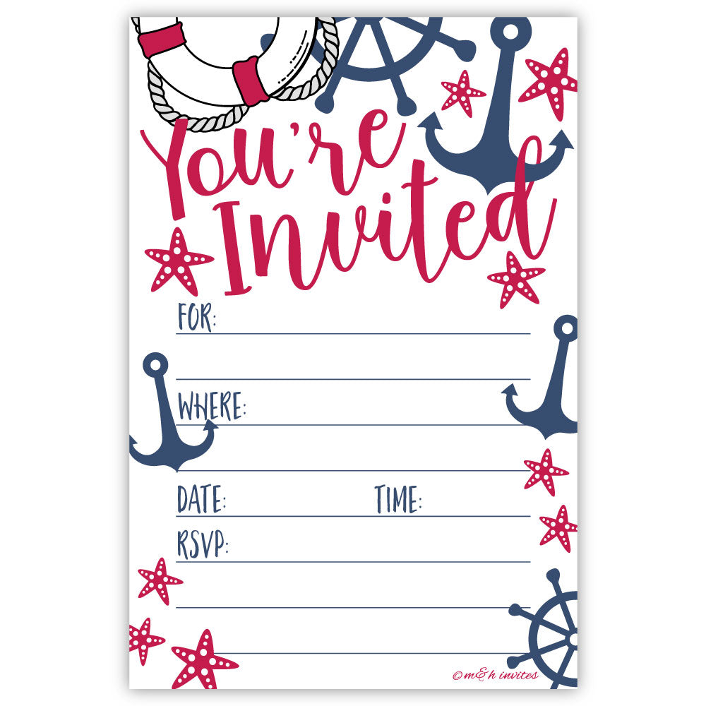 Anchor Birthday Invitations