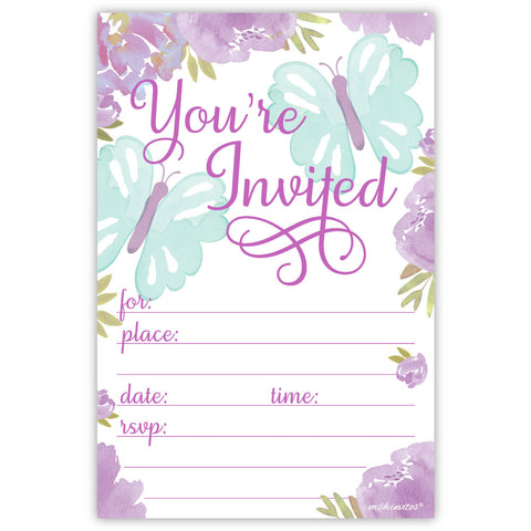 Butterfly Invitations - Purple Watercolor