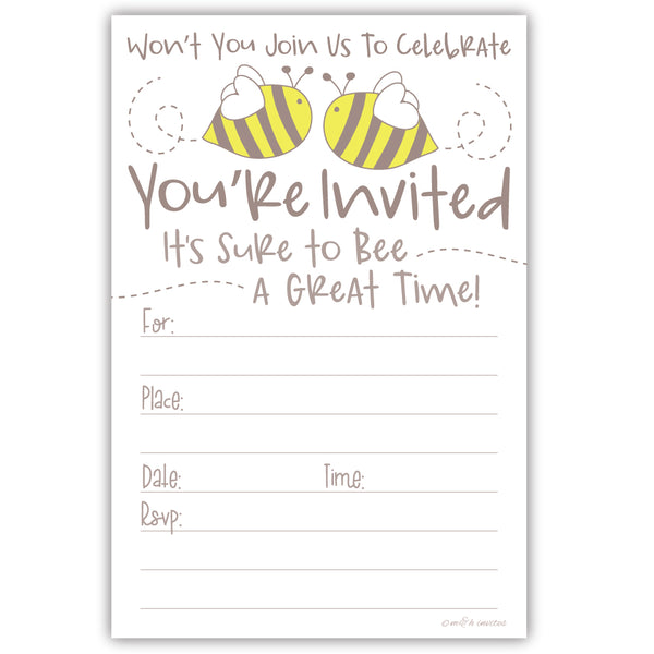 Cute Bumble Bee Party Invitations
