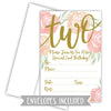 Modern Watercolor Floral 2nd Birthday Party Invitations